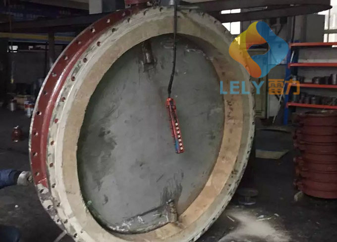 1米8大口徑的電動(dòng)高溫蝶閥生產(chǎn)圖1